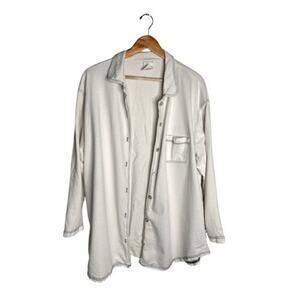 Hot Cotton Painter Shirt Button Up Tunic Light Blue Size Large Abalone Buttons